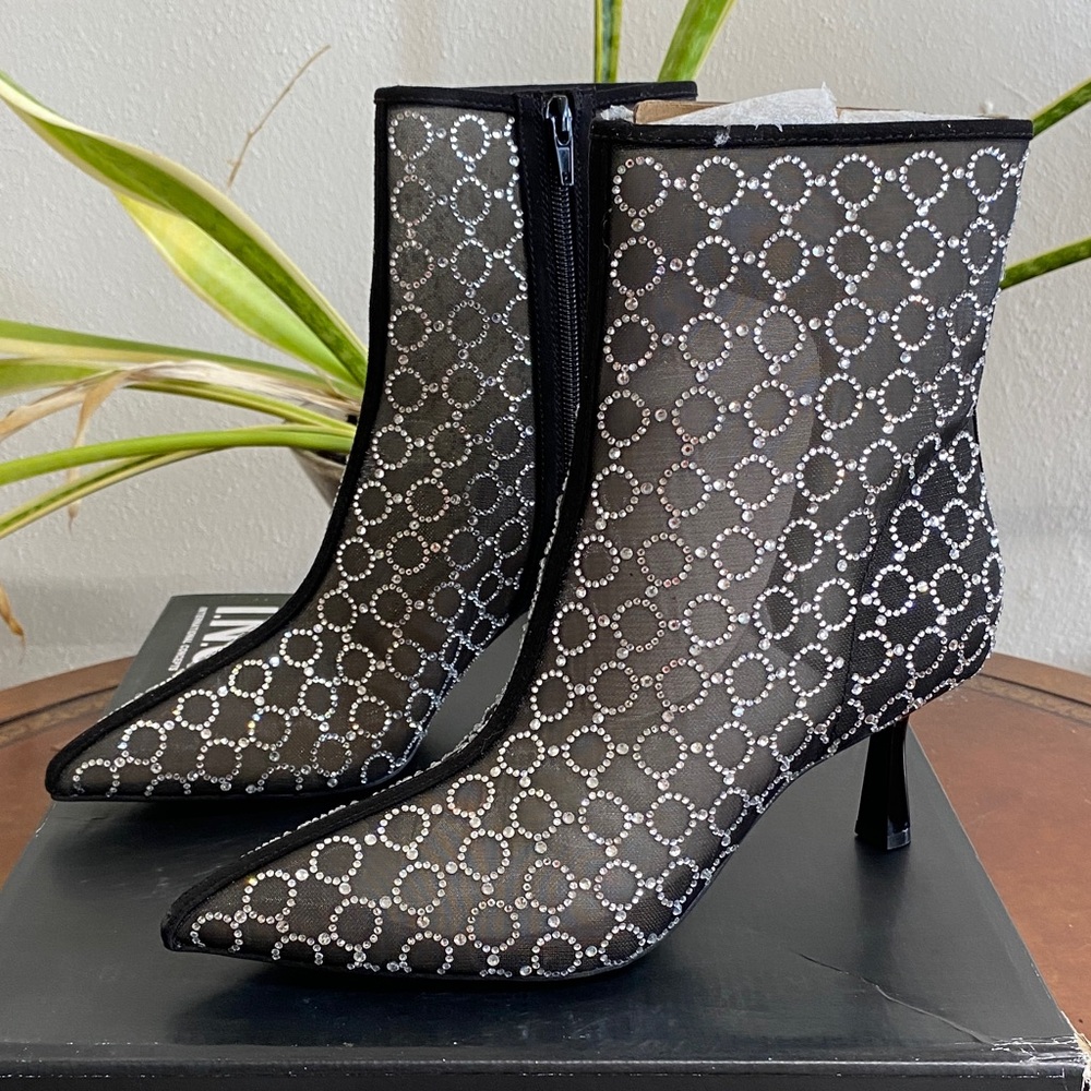 INC International Concepts Black and Silver Heeled Boots